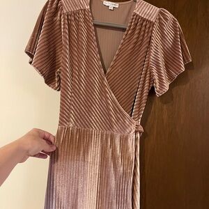 Baltic Born Blush/Mauve Wrap Midi Dress with V-Neck